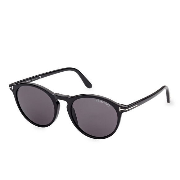 TOM FORD Aurele Black Smoke Round Unisex Polarized Sunglasses 52mm TF904-F - Picture 3 of 6